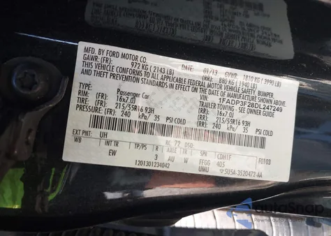 2013 Ford Focus Se из США, поврежденный, VIN 1FADP3F28DL247249